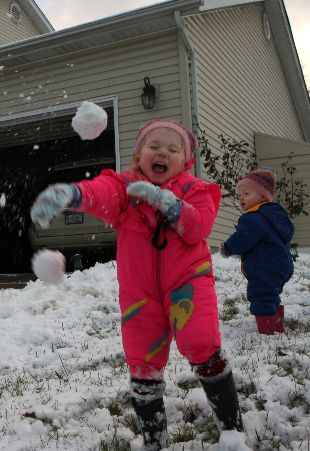 Chandler Holtmeyer throws snow in the air